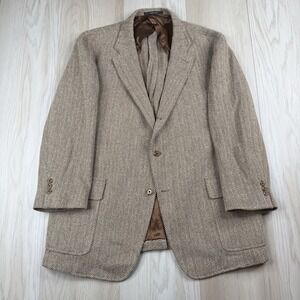 J. Press Herringbone Tweed Blazer Sport Coat Men's Size 48R Made In USA Cotton